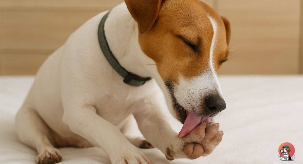 Dog Licking Paws